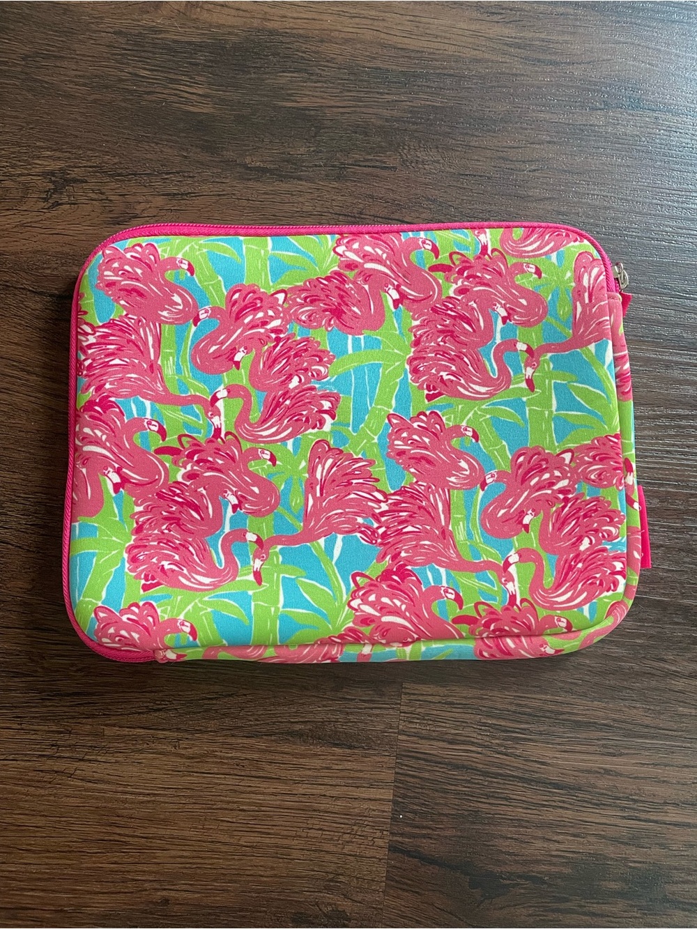 Lilly Pulitzer iPad Tablet Sleeve Case Zip Flamingo 8x10” Pink Green EUC